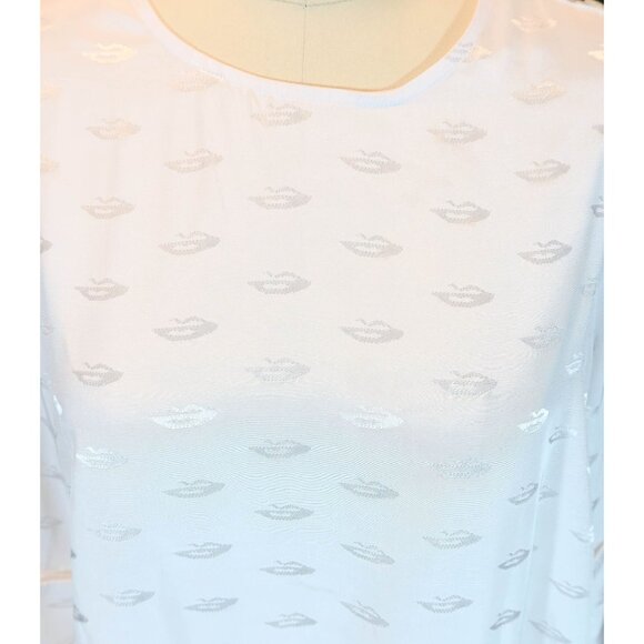 BY MALENE BIRGER White Jacquard Cuffed Kimono Sleeve Tie Hem Top Size 40 EU L US - Picture 4 of 8